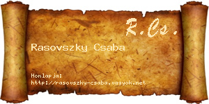 Rasovszky Csaba névjegykártya